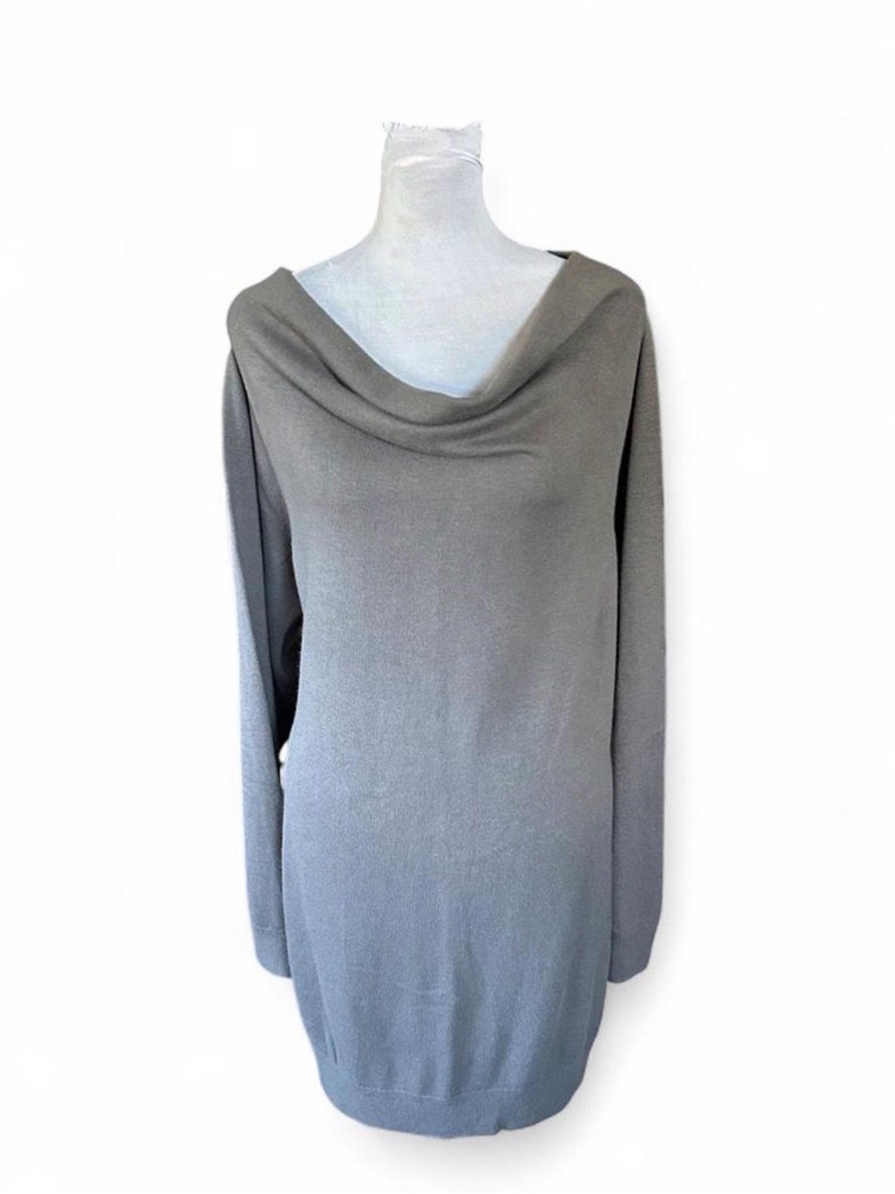 Women's Cowl Neck Sweater Dress - Gray